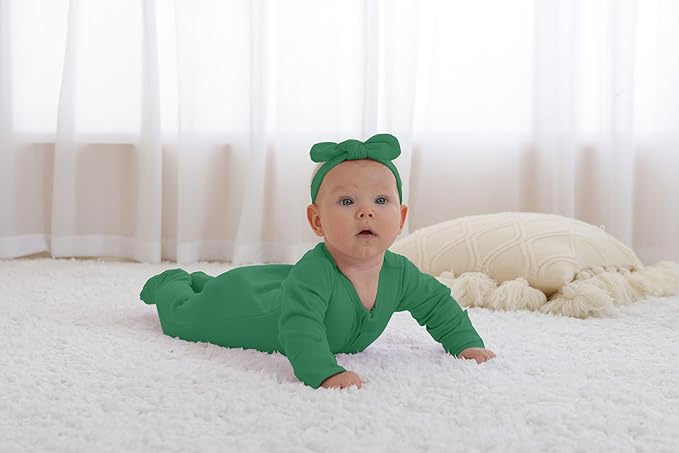 GUISBY Footed Long Sleeve Baby Pajamas with Zipper Cotton Infant Sleepwear