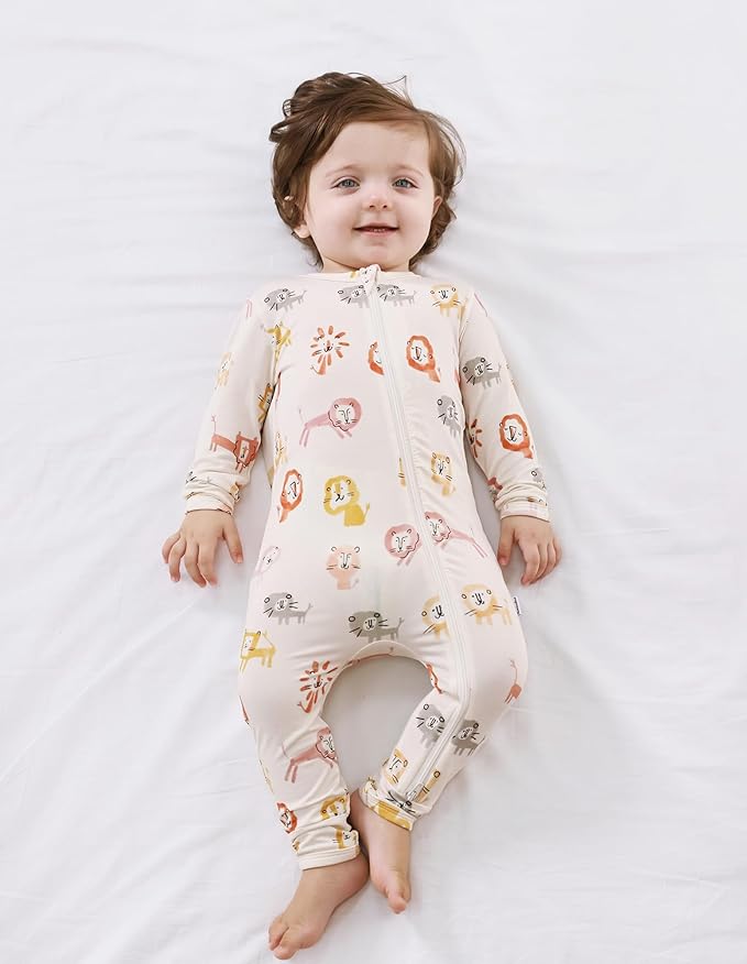 Baby Zippered Rompers Newborn Pajamas Sleepers Long Sleeve Jumpsuits Infant Zipper Romper-Viscose from Bamboo