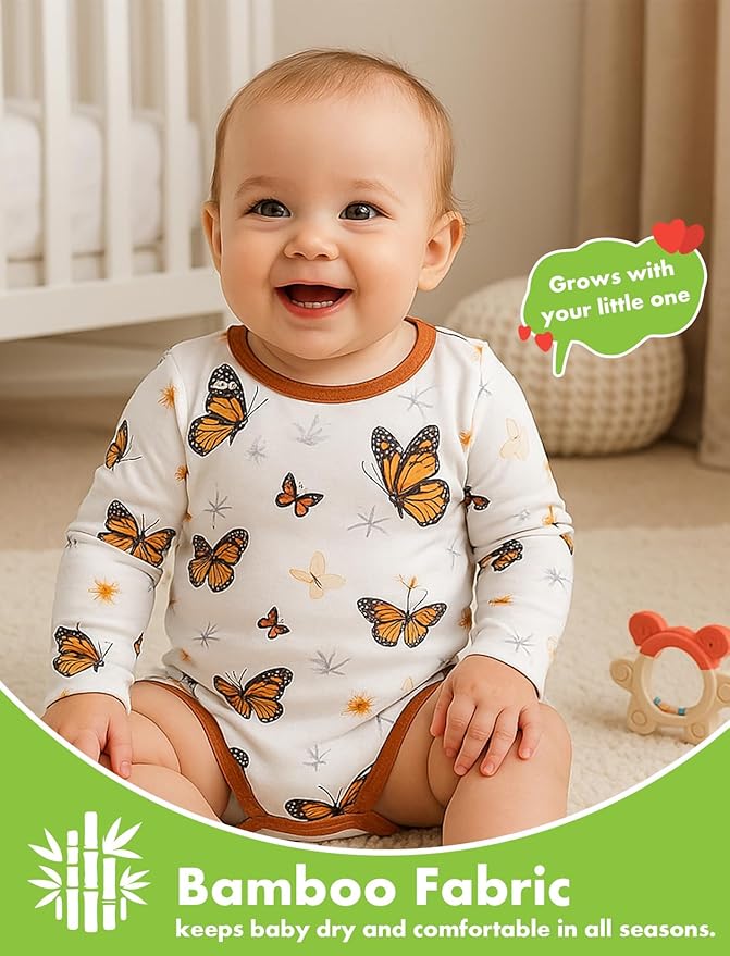 DEFAHN 2PCS Visocse from Bamboo Baby Rompers Unisex Onsies Solid Short Sleeve Baby Bodysuit 0-24 Months