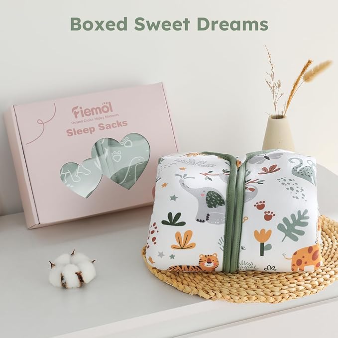 Baby Sleep Sack 0-6 Months, 2.5 TOG Cotton Winter Baby Wearable Blanket with 2-Way Zipper, Warm Soft Sleeping Bag for Newborn Infant Boy Girl, Small Giraffe