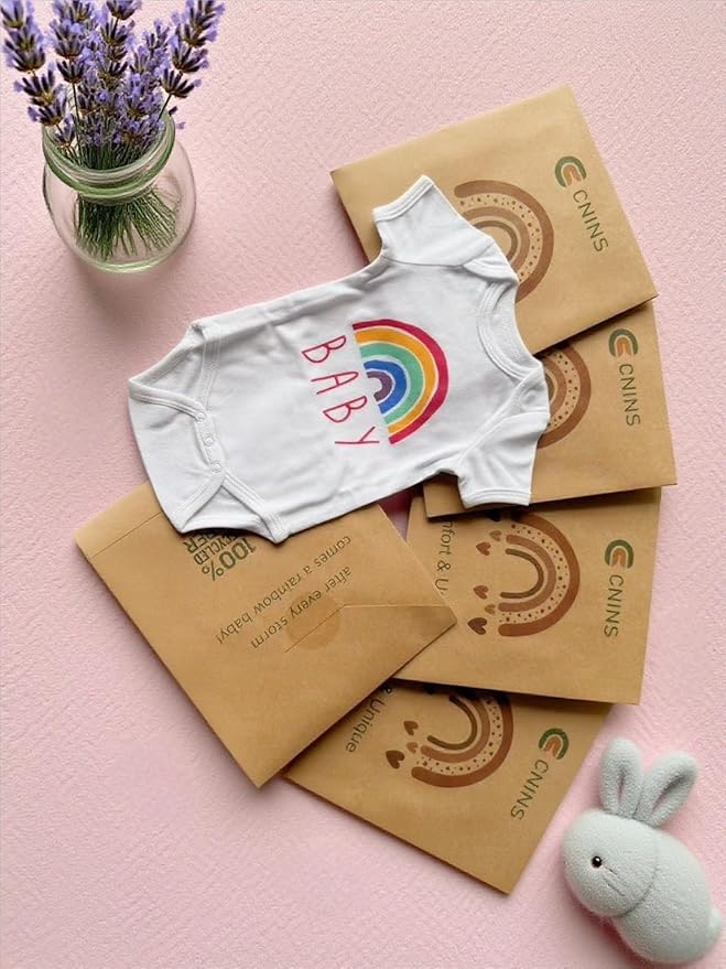Cnins Newborn Baby Bodysuit - Pregnancy Announcement & Infant Loss Gift, Coming Soon & Rainbow Design Coming Home Outfit