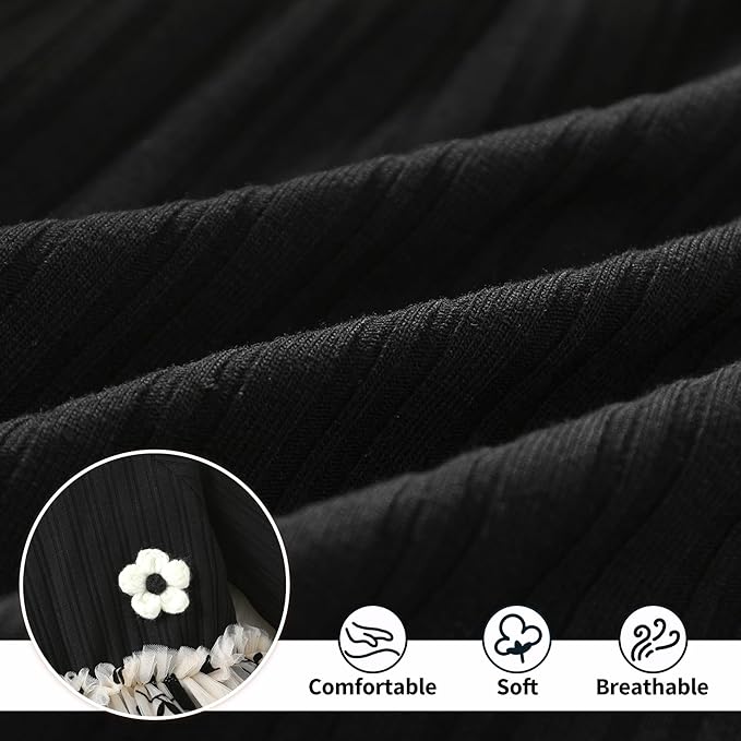 YOUNGER TREE Newborn Baby Girl Romper Dress Outfits Long Sleeve Floral Tutu Bodysuit with Leggings Hat Infant Fall Clothes