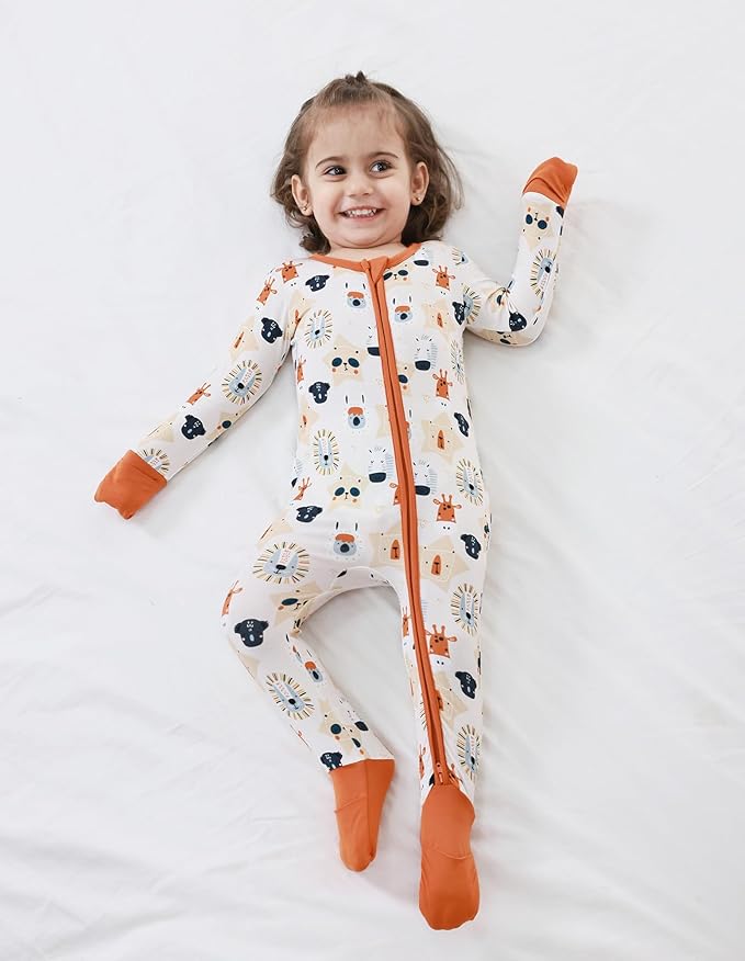 Baby Zippered Rompers Newborn Pajamas Sleepers Long Sleeve Jumpsuits Infant Zipper Romper-Viscose from Bamboo