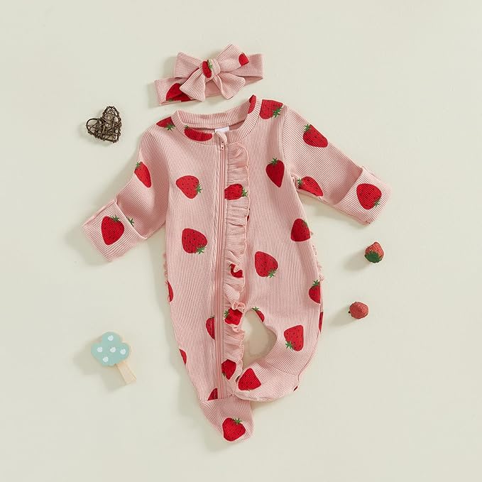 Newborn Baby Girl Fall Winter Outfits Clothes Knit Jumpsuit Ruffle Romper Newborn Coming Home Outfit for Baby Girl