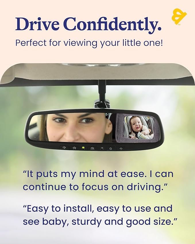 GoldBug Soft Sided Rear & Forward Facing Safety Mirror for Baby & Toddler - Shatter Resistant - Jumbo Baby Car Mirror