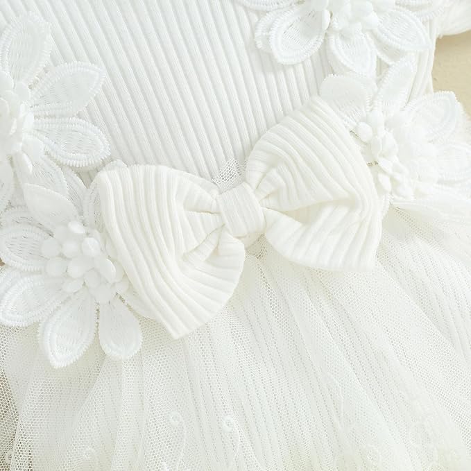 Infant Baby Girl Lace Romper Baby Tulle Dress Romper Flowers Bodysuit Spring Summer Festival Clothes with Headband