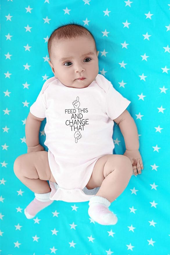 CBTwear Feed This and Change This - Baby Clothes - Funny Newborn Bodysuit Outfits for Boys and Girls