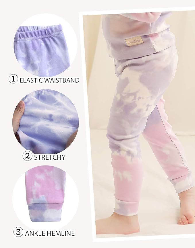 VAENAIT BABY 12M-12Y Toddler Kids Boys Girls 100% Cotton Marbling Tiedye Sung Fit Sleepwear Pajamas 2pcs Pjs Set