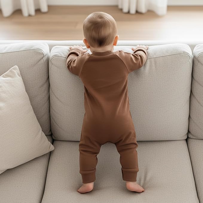 allshope Newborn Baby Boy Girl Fall Outfit Romper Sweatshirt Football Rugby Print Onesie Jumpsuit Bodysuit Infant Clothes