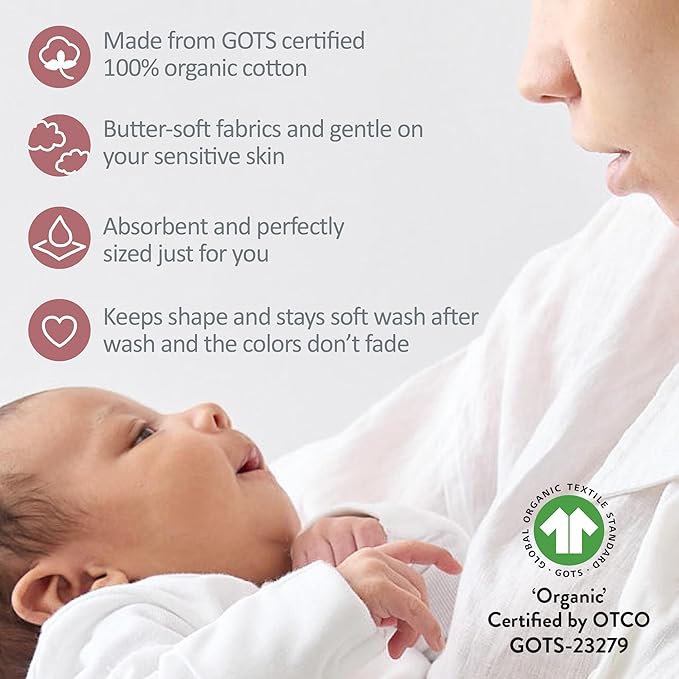 Bailey 5-Pack Burp Cloths 100% Organic Cotton Knit for Newborn & Baby Boys & Girls, Sunset, One Size