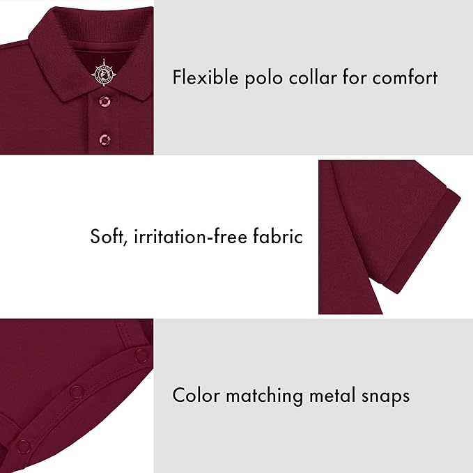 Creative Knitwear College Baby Polo Bodysuit Solid - Team Logo, Multiple Colors, for Boys & Girls (0-12 Months)