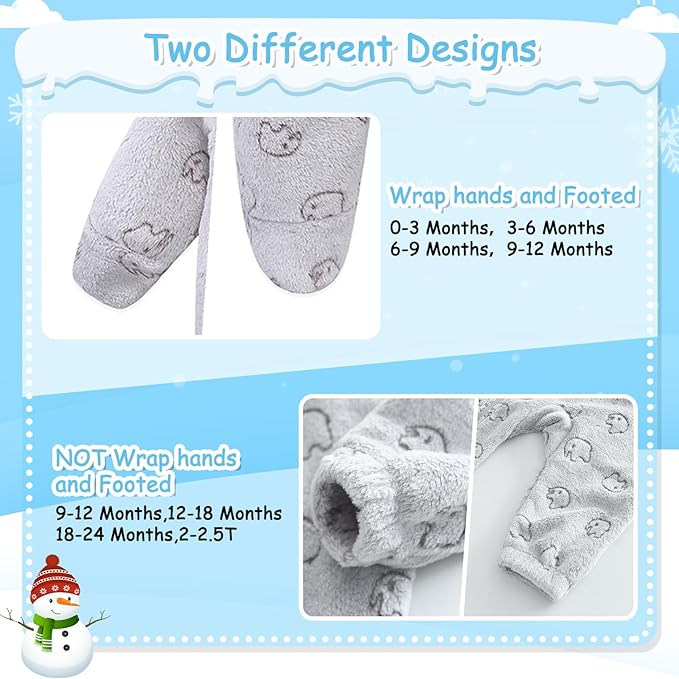 Fairy Baby Newborn Baby Bear Onesie Thin Fleece Footie Romper Snowsuit Hooded Jumpsuit Bodysuit Winter Outwear Boy Girl 0-12M