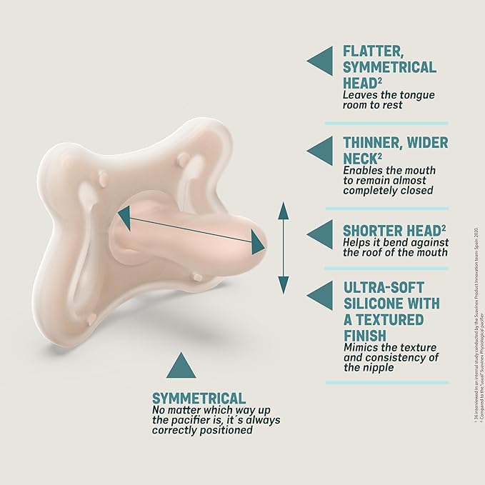Suavinex Zero Zero Silicone Baby Pacifier w/SX Pro Physiological Pacifier Nipple (0-6M), 2Pk, Light