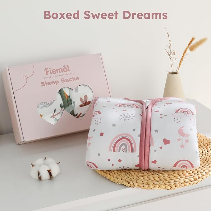Baby Sleep Sack 6-12 Months, 2.5 TOG Cotton Winter Baby Wearable Blanket with 2-Way Zipper, Warm Soft Sleeping Bag for Newborn Infant Boy Girl, Medium Rainbow