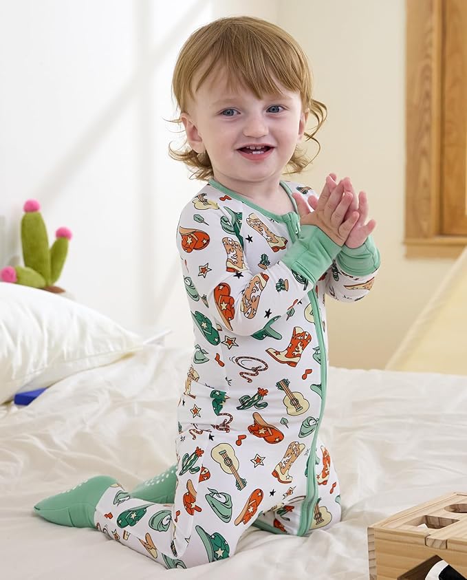Bamboo Viscose Baby Convertible Footie Pajama, Zipper Pajamas for Baby Boys & Girls, Sleep & Play Footed Pjs