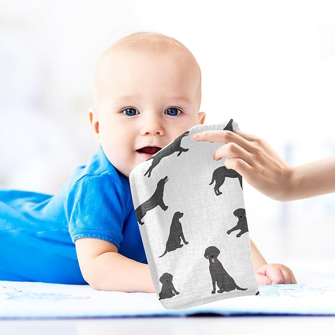 vvfelixl Baby Muslin Washcloths Labrador Retriever Dogs Baby Burp Cloths Cotton Baby Face Towel for Newborn Infants Boys Girls Soft and Absorbent 11.8 X 11.8 in, 3 Pack