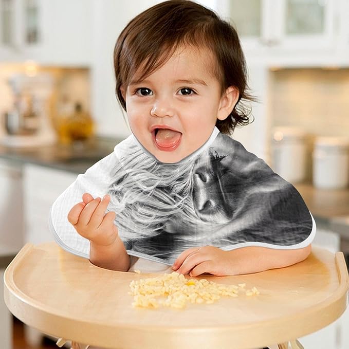 Muslin Baby Burp Cloths Set of 4, Soft Absorbent Highland Cow Muslin Washcloths, Bibs, Face Towel for Newborn Boys Girls, 22 x 11 Inch