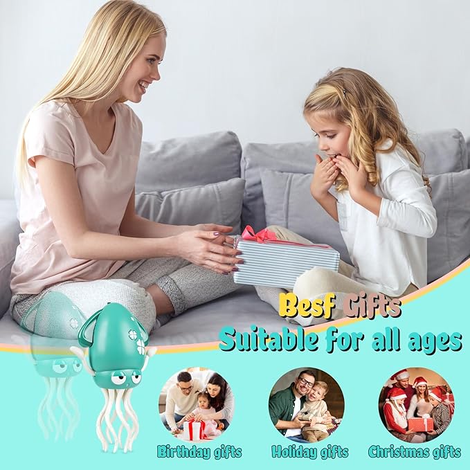 Dancing Octopus Baby Toy, Music & Interactive Sensory Toys for 3 6 9 12 Month & 1 2 3 Year Old Boy Girl, Crawling Dancing Squid Toy for Baby Sensory Toy, Birthday Gift & Christmas Stocking Stuffers