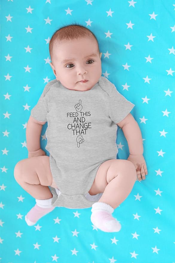 CBTwear Feed This and Change This - Baby Clothes - Funny Newborn Bodysuit Outfits for Boys and Girls