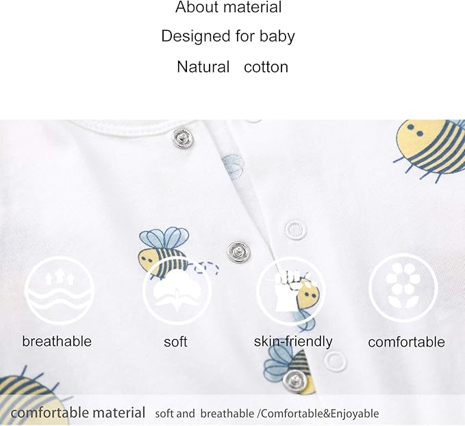 pureborn Baby Romper Bodysuits 2-Pack Unisex Soft Cotton One-Piece Outfit for Infant Boys Girls 0-24 Months