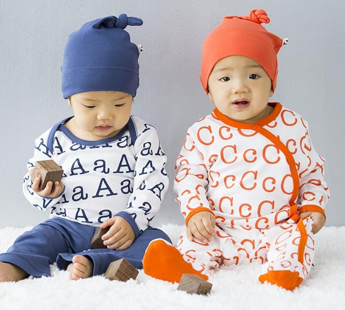 Babysoy Organic Newborn Baby Alphabet Footie Onepiece with Feet (12-18 Months, H)