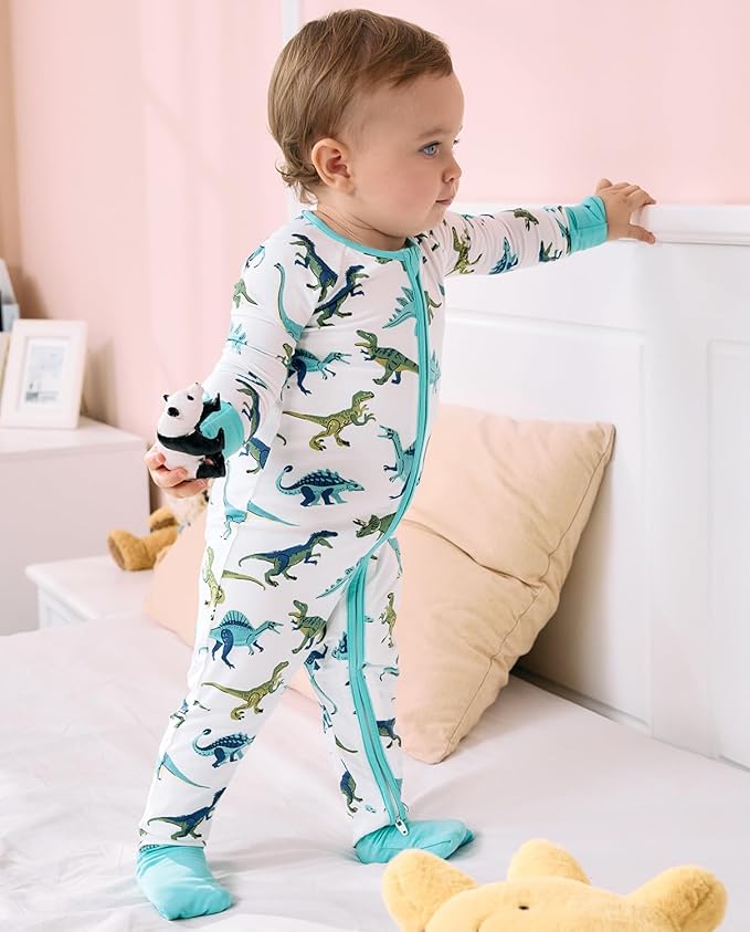 Bamboo Viscose Baby Convertible Footie Pajama, Zipper Pajamas for Baby Boys & Girls, Sleep & Play Footed Pjs