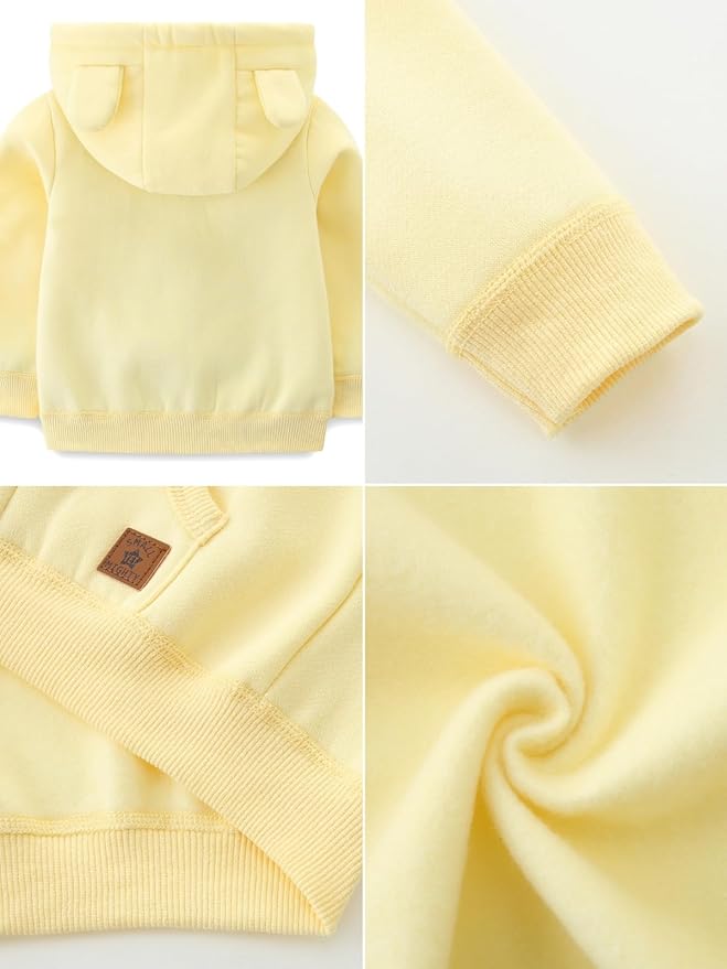 Baby Boy Girl Clothes Zip-Up Hoodies with Sherpa Lining Spring Fall Outerwear Coat