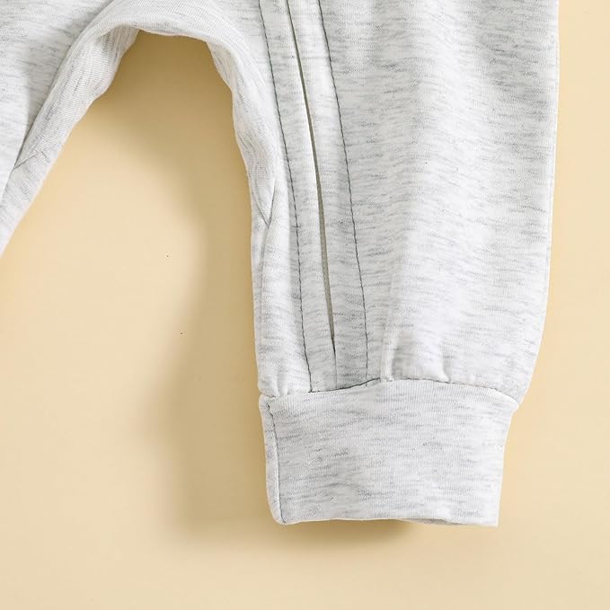 Newborn Baby Boy Fall Outfit Romper Long Sleeve Hooded Contrast Color Zipper Onesie Jumpsuit Bodysuit Infant Clothes