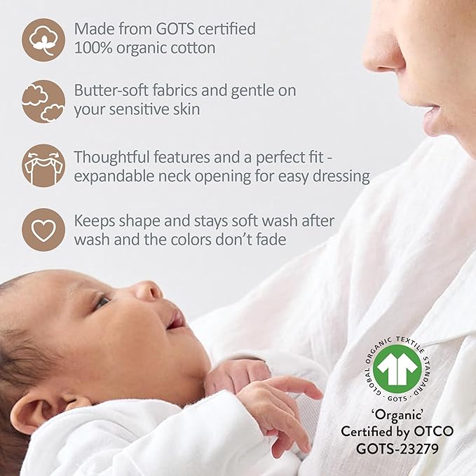 Avery 5-Pack Short Sleeve Bodysuits 100% Organic Cotton for Baby Boys & Girls