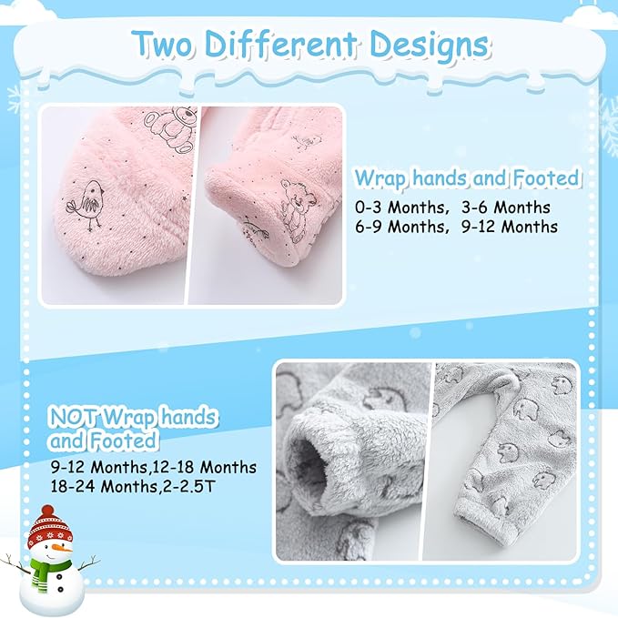 Fairy Baby Newborn Baby Bear Onesie Thin Fleece Footie Romper Snowsuit Hooded Jumpsuit Bodysuit Winter Outwear Boy Girl 0-12M