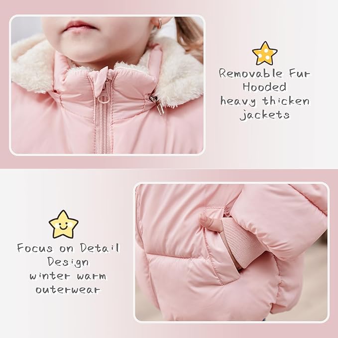 TUONROAD 1-6T Baby Girl Boy Winter Fleece Coats Toddler Warm Puffer Jackets Kids Down Alternative Outerwear