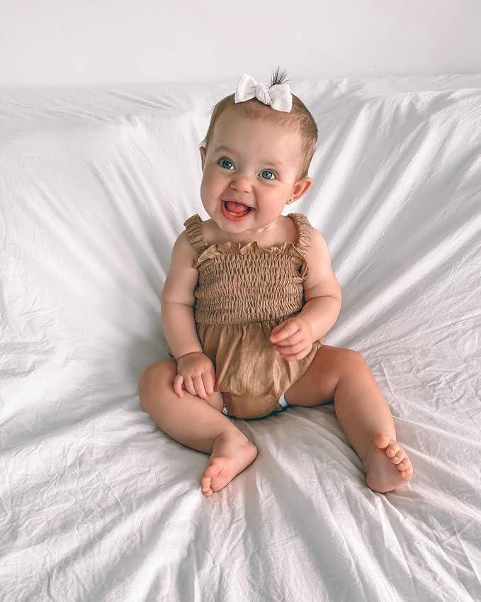 Newborn Baby Girl Bodysuit Sleeveless Halter Frill Romper One-piece Jumpsuit with Headband Summer Clothes Set