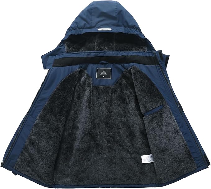 Kid's Ski Jacket Waterproof Winter Coat Boy's and Girl's Fleece Snowboarding Jackets with Detachable Hood