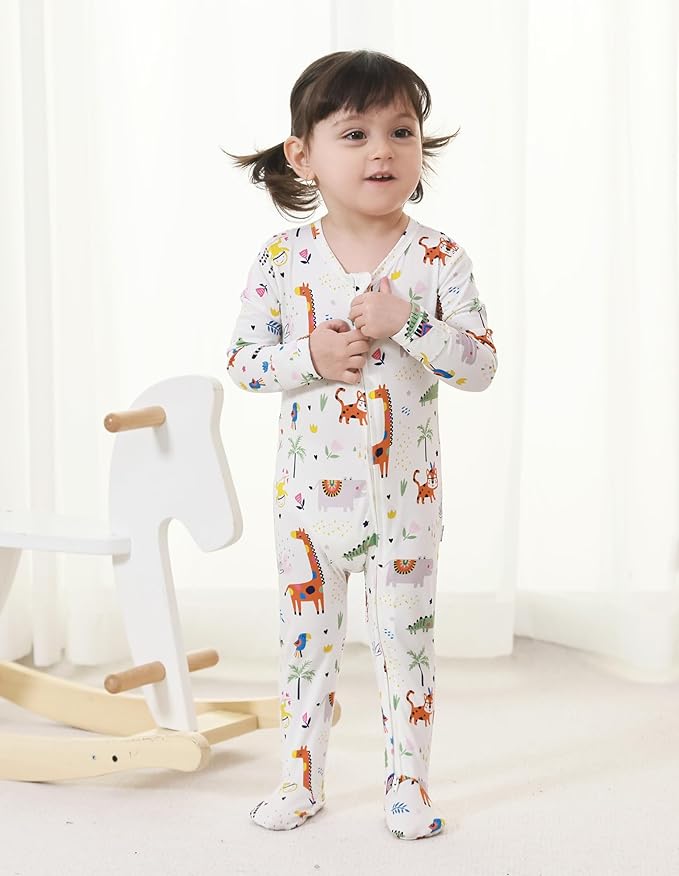 Baby Footie Romper Pajamas Unisex Newborn Infant Pjs Soft Rompers Viscose from Bamboo Sleepwear