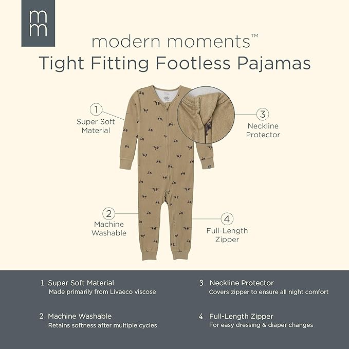 Modern Moments by Gerber unisex-baby Hacci Footless Pajamas