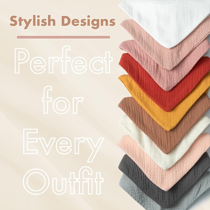 Baby Bibs 8-Pack - Adjustable Cotton Drool Bibs, Waterproof & Absorbent for Newborn to Toddler, Unisex Boys & Girls