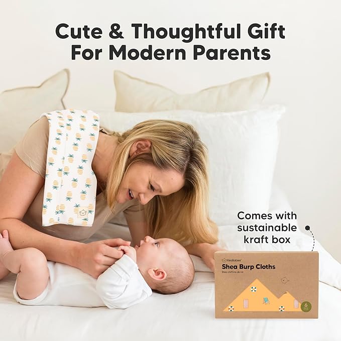 Organic Burp Cloths Baby Boy, Girl - 6-Pack Large Cotton Burping Cloths for Babies, Spit Up Rags, Super Absorbent, Ultra Soft Newborn Rag, Gender Neutral, Machine Washable, Durable (Mesozoic)