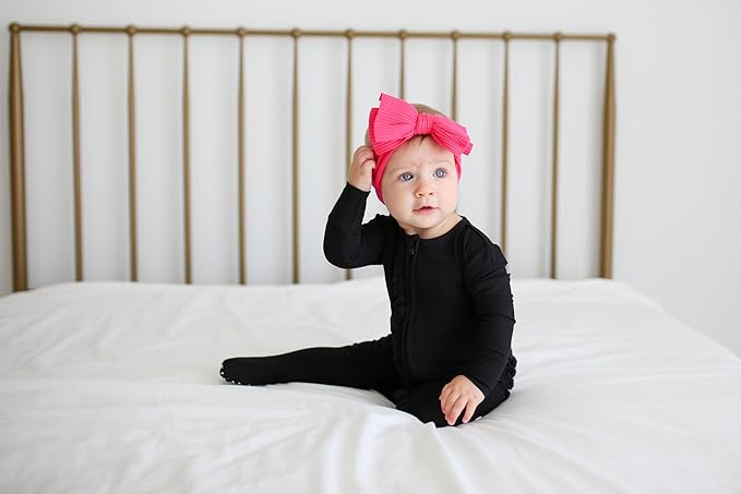 Posh Peanut Footie Pajamas for Baby Girls – Sleepers in Viscose from Bamboo with 2-Way Zipper & Ruffle Trim