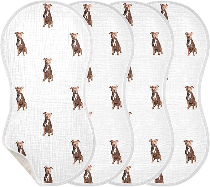 vvfelixl Muslin Burp Cloths Pit Bull Terrier Sitting Dog Baby Washcloths for Baby Girl Boys 2 Pack