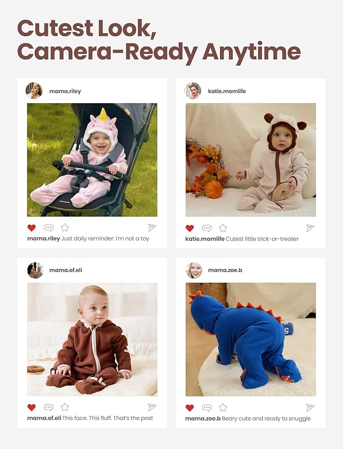 PATPAT Fleece Hooded Footed Clothes, Soft Warm Footie Covers, Car Seat Friendly, Easy Zip,Cute Romper Newborn Infant Jumpsuit