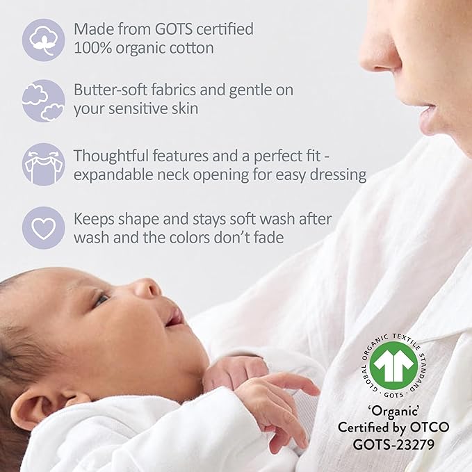 Avery 5-Pack Short Sleeve Bodysuits 100% Organic Cotton for Baby Boys & Girls