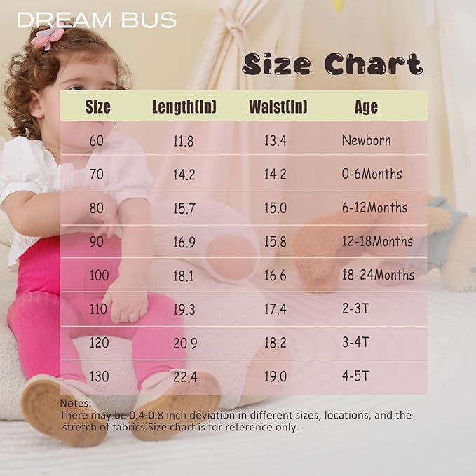 DREAM BUS 5 Pack Toddler Girl Pants Baby Girl Solid Ribbed Pants Toddler Girls Bottoms Leggings Newborn Cotton Jogger