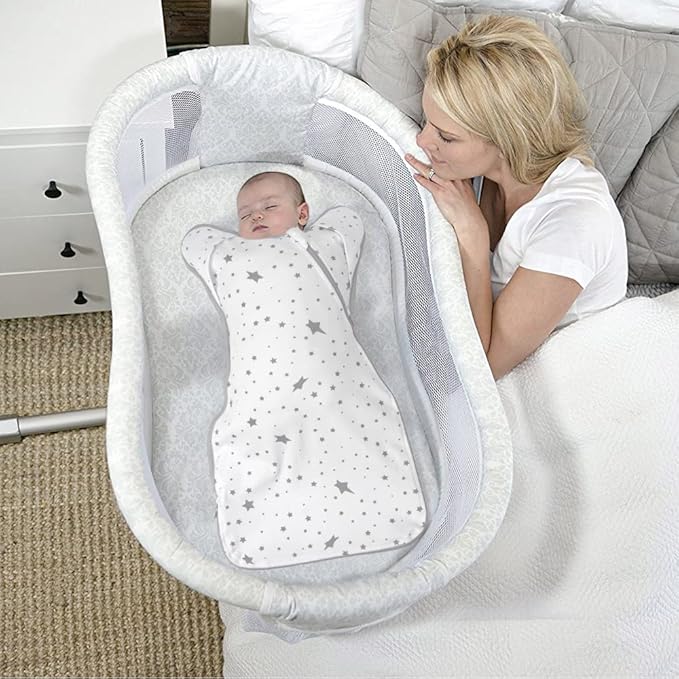 3-Way Wearable Swaddle Blankets Sleep Sacks with Arms Up, Hands Up Sleeping Sack Easy Diaper Changing Sleeping Bag for Baby Boy Girl Newborns Transitions to Arms-Free Calms Startle Reflex