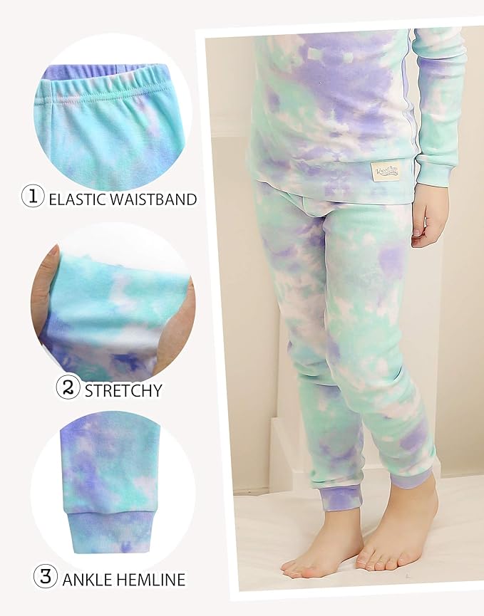VAENAIT BABY 12M-12Y Toddler Kids Boys Girls 100% Cotton Marbling Tiedye Sung Fit Sleepwear Pajamas 2pcs Pjs Set