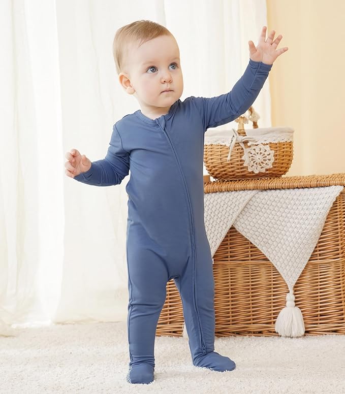 Baby Footie Romper Pajamas Unisex Newborn Infant Pjs Soft Rompers Viscose from Bamboo Sleepwear