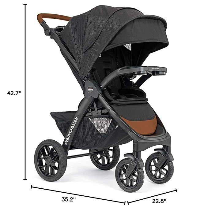 Chicco Bravo Primo Trio Travel System, Bravo Primo Quick-Fold Stroller with Chicco KeyFit 35 Zip Extended-Use Infant Car Seat, Car Seat and Stroller Combo | Springhill/Black