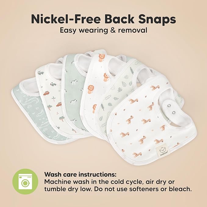 8-Pack Organic Baby Bibs for Boys, Girls - Soft Cotton Drooling and Teething Bibs for Baby Girl & Boy, Extra Absorbent, Easy To Clean & Put On for Toddler, Newborn, Infant 0-24 Months (Wilderness)