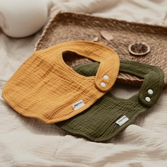 Muslin Bibs for Baby Boys Girls,Organic Muslin Baby Bib for Drooling and Teething,Soft Bandana Drool Bibs 5 Pack