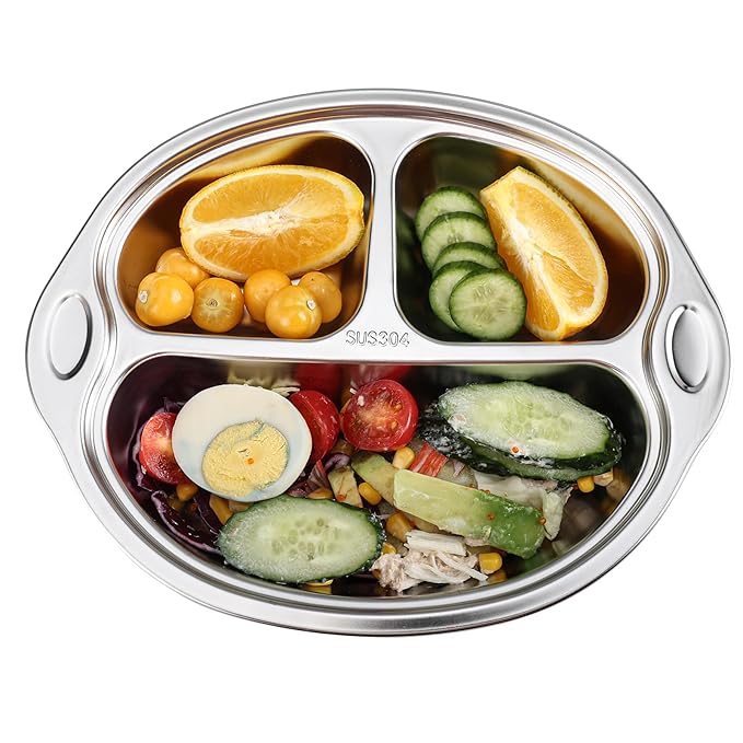 MR. CHOU Stainless Steel Baby Suction Plate, Divided Plates for Babies & Toddlers, 100% Food Grade Kids Plates for Baby Led Weaning, BPA Free Toddler Feeding Supplies, Dishwasher Safe, Blue