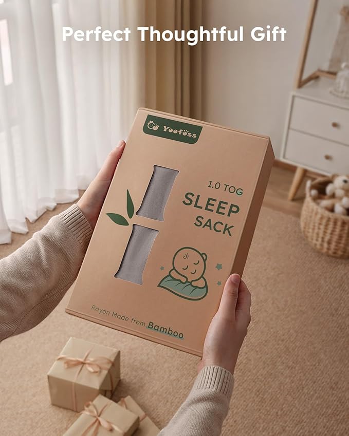 Yoofoss Rayon Made from Bamboo Baby Sleep Sack 18-24 Months 1.0 Tog Baby Wearable Blanket, Super Soft Infant Toddler Sleeping Sack 2-Way Zipper